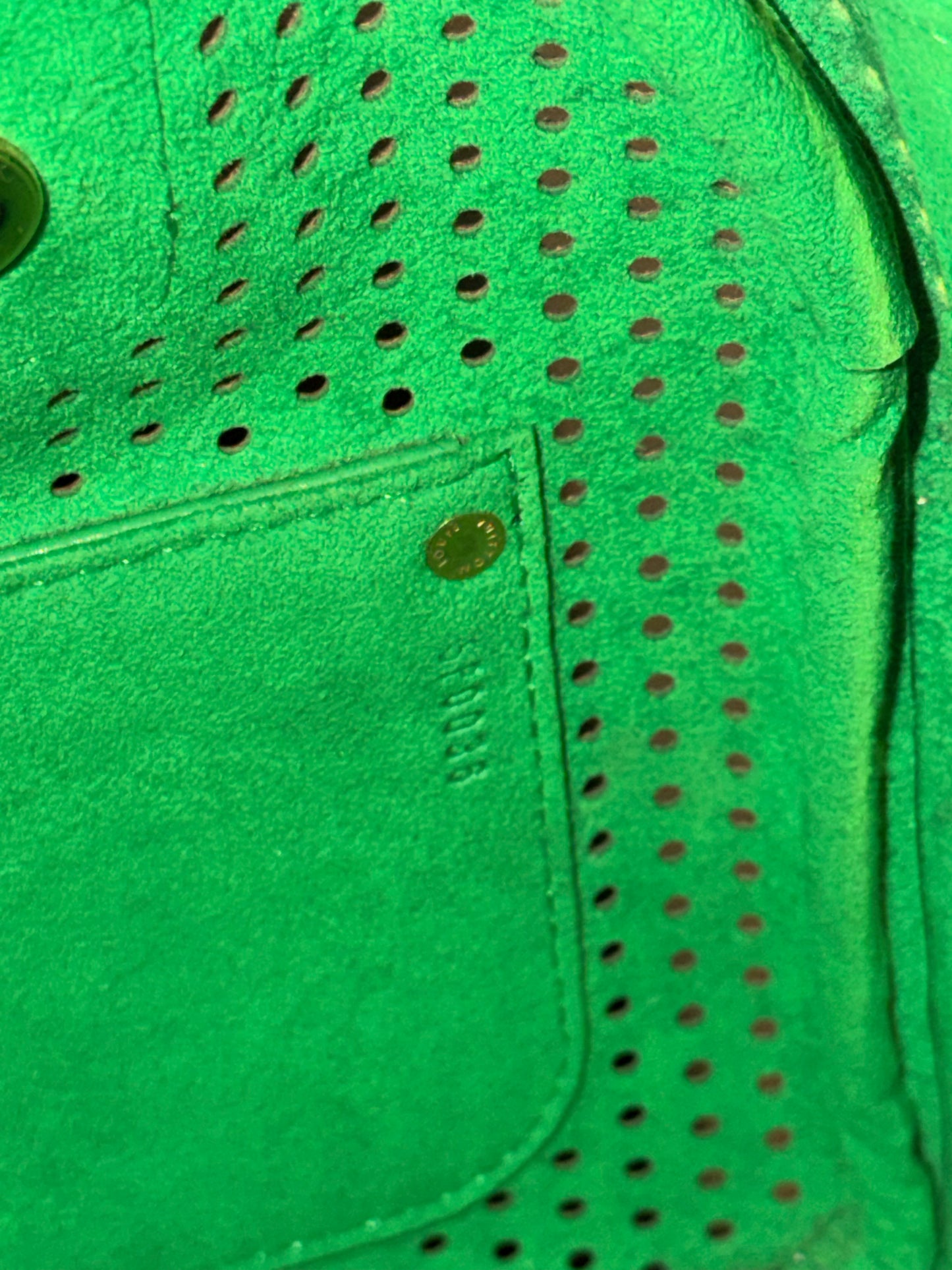 LOUIS VUITTON GREEN PERFORATED MONOGRAM SPEEDY 30 BOSTON BAG