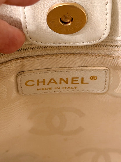 CHANEL WHITE TRIPLE CC SMALL TOTE BAG