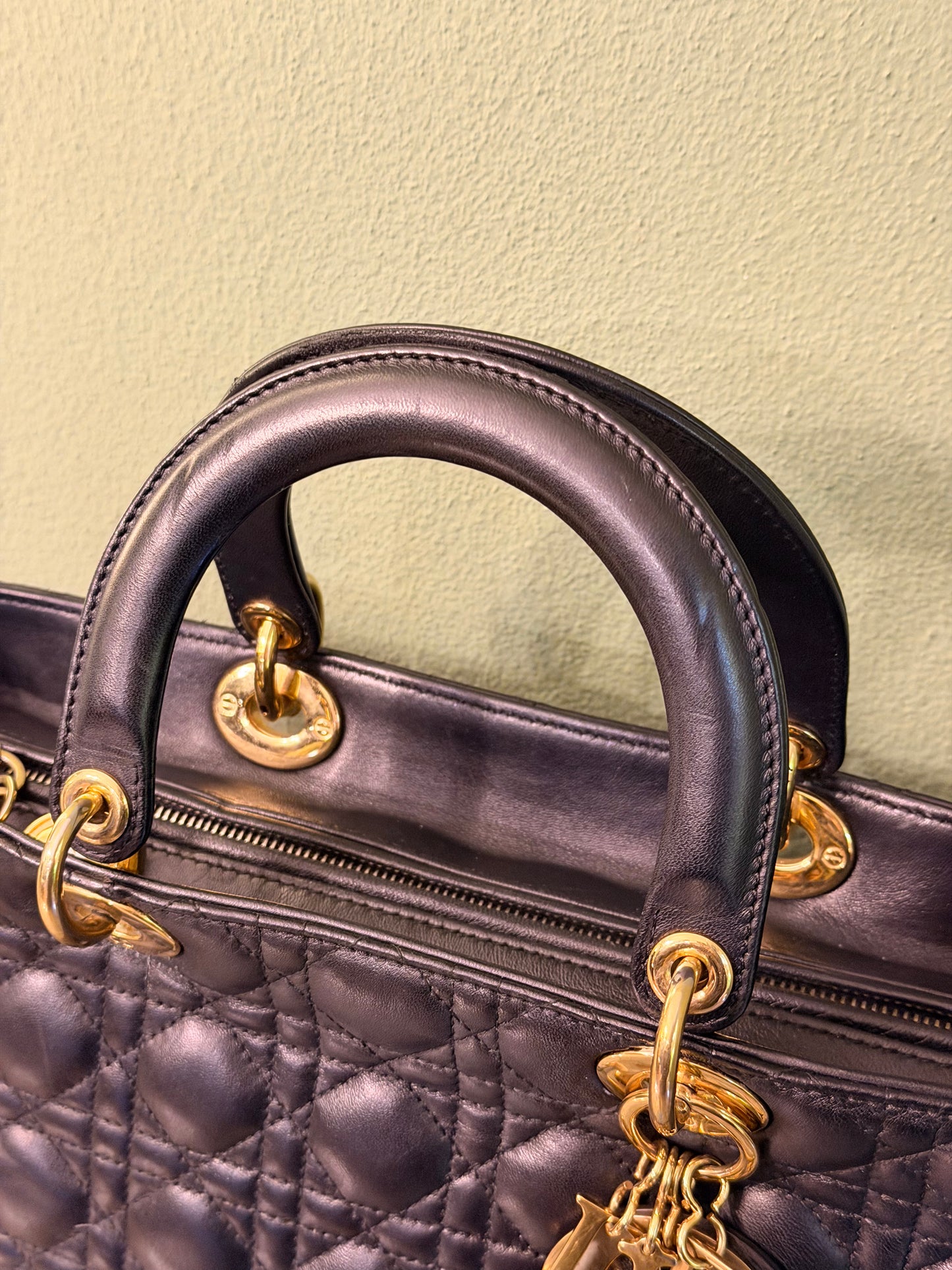 DIOR BLACK CANNAGE LARGE LADY DIOR HANDBAG