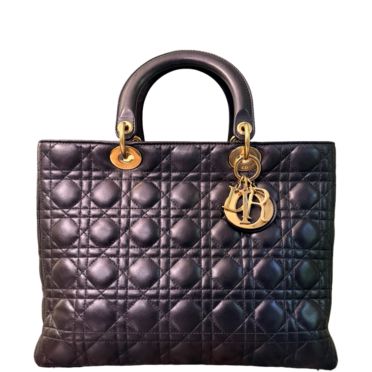 DIOR BLACK CANNAGE LARGE LADY DIOR HANDBAG