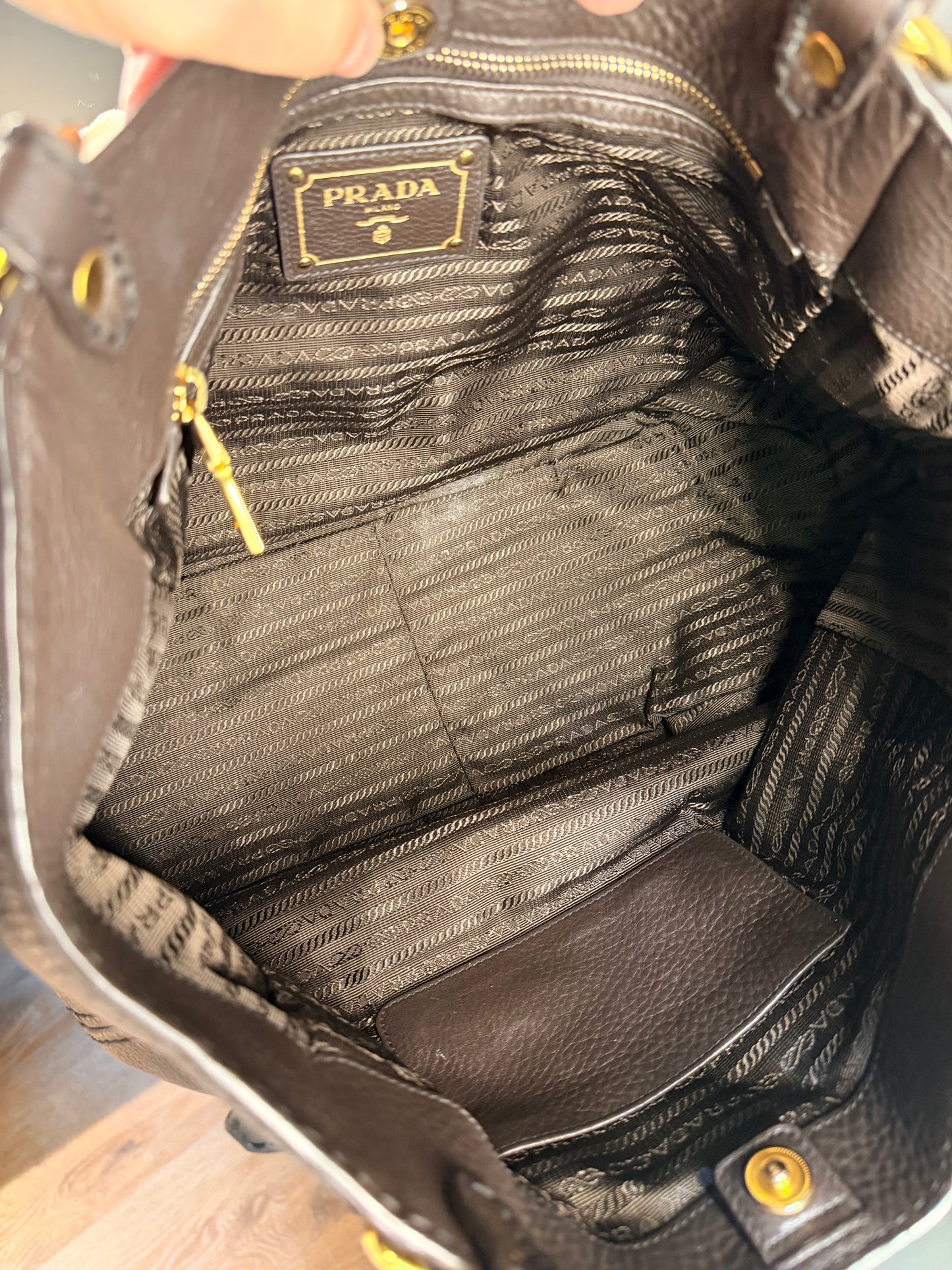 PRADA DARK BROWN SHOPPING TOTE