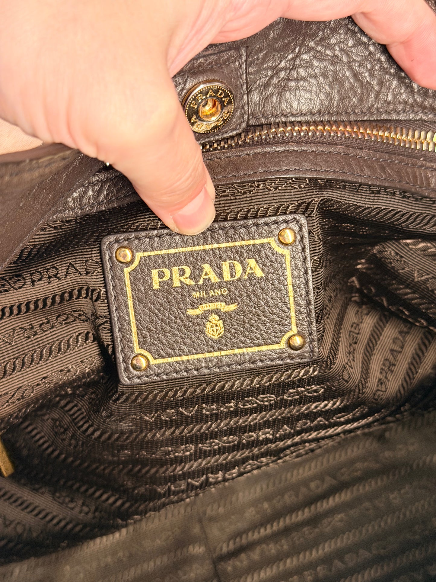 PRADA DARK BROWN SHOPPING TOTE