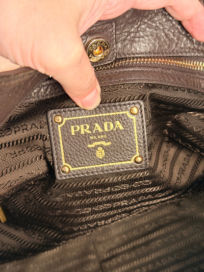 PRADA DARK BROWN SHOPPING TOTE