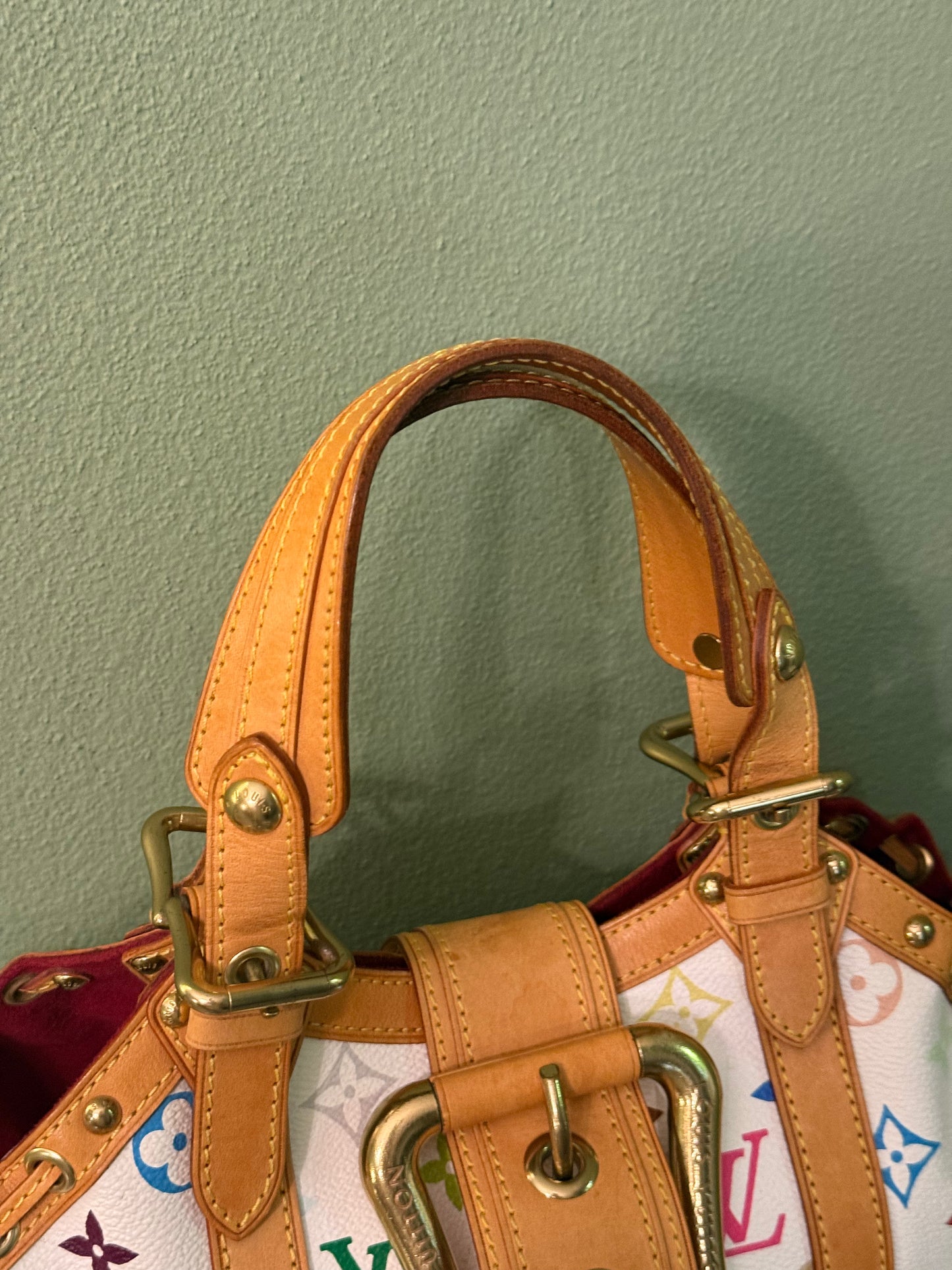 TAKASHI MURAKAMI X LOUIS VUITTON WHITE MULTICOLOR THEDA HANDBAG