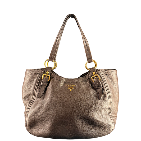 PRADA DARK BROWN SHOPPING TOTE