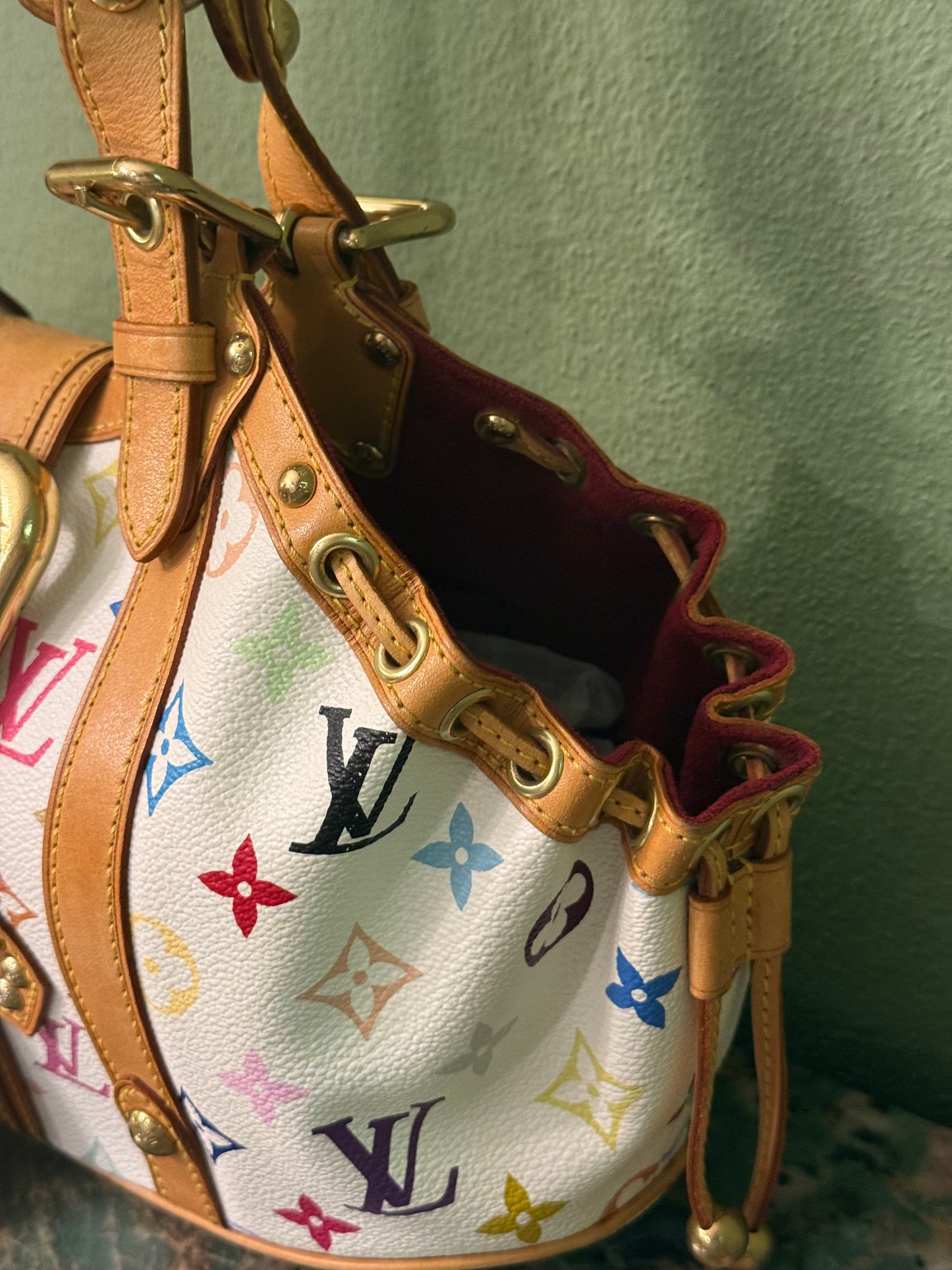 TAKASHI MURAKAMI X LOUIS VUITTON WHITE MULTICOLOR THEDA HANDBAG