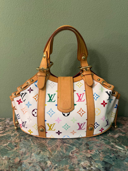 TAKASHI MURAKAMI X LOUIS VUITTON WHITE MULTICOLOR THEDA HANDBAG
