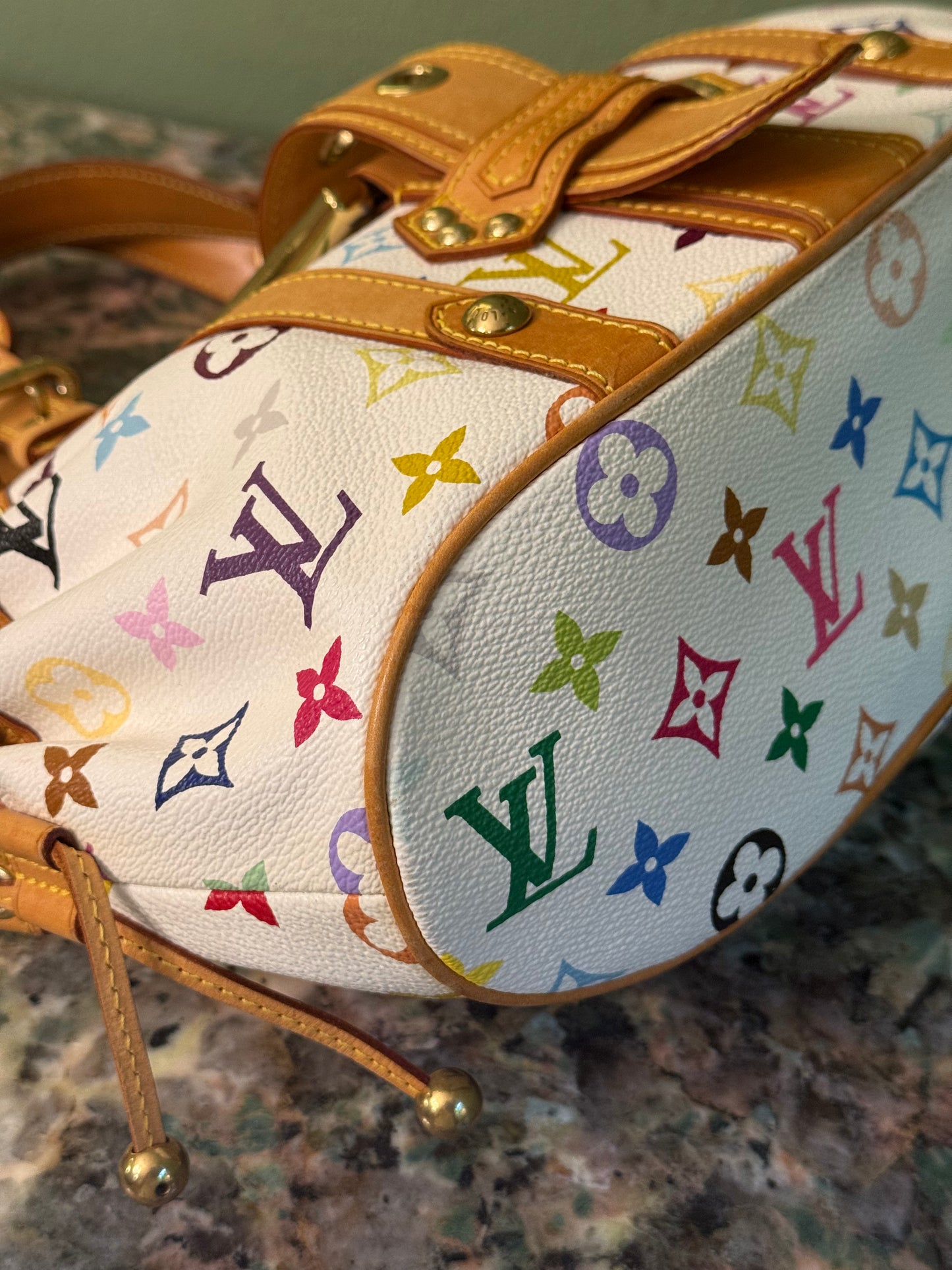 TAKASHI MURAKAMI X LOUIS VUITTON WHITE MULTICOLOR THEDA HANDBAG