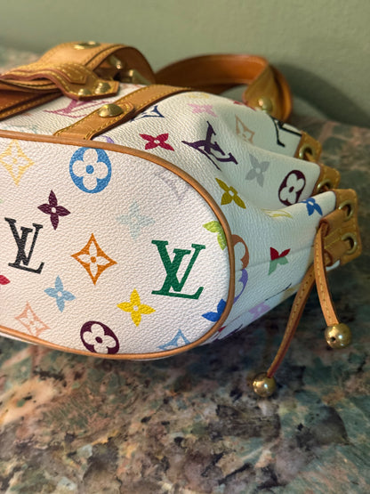 TAKASHI MURAKAMI X LOUIS VUITTON WHITE MULTICOLOR THEDA HANDBAG