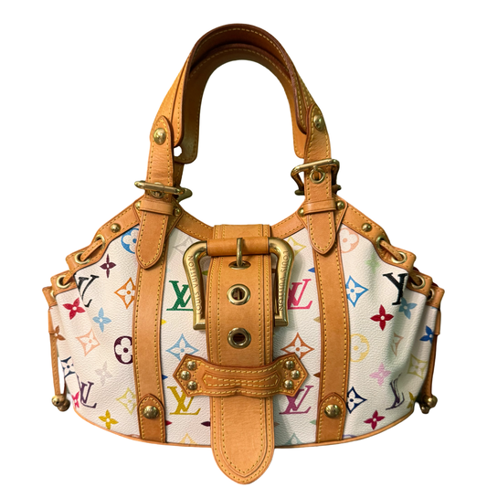 TAKASHI MURAKAMI X LOUIS VUITTON WHITE MULTICOLOR THEDA HANDBAG