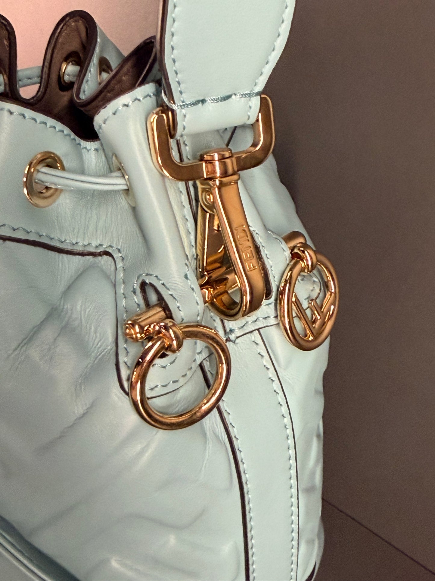 FENDI LIGHT BLUE MINI MON TRESOR BUCKET BAG