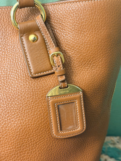 PRADA TAN DAINO SHOPPING BAG