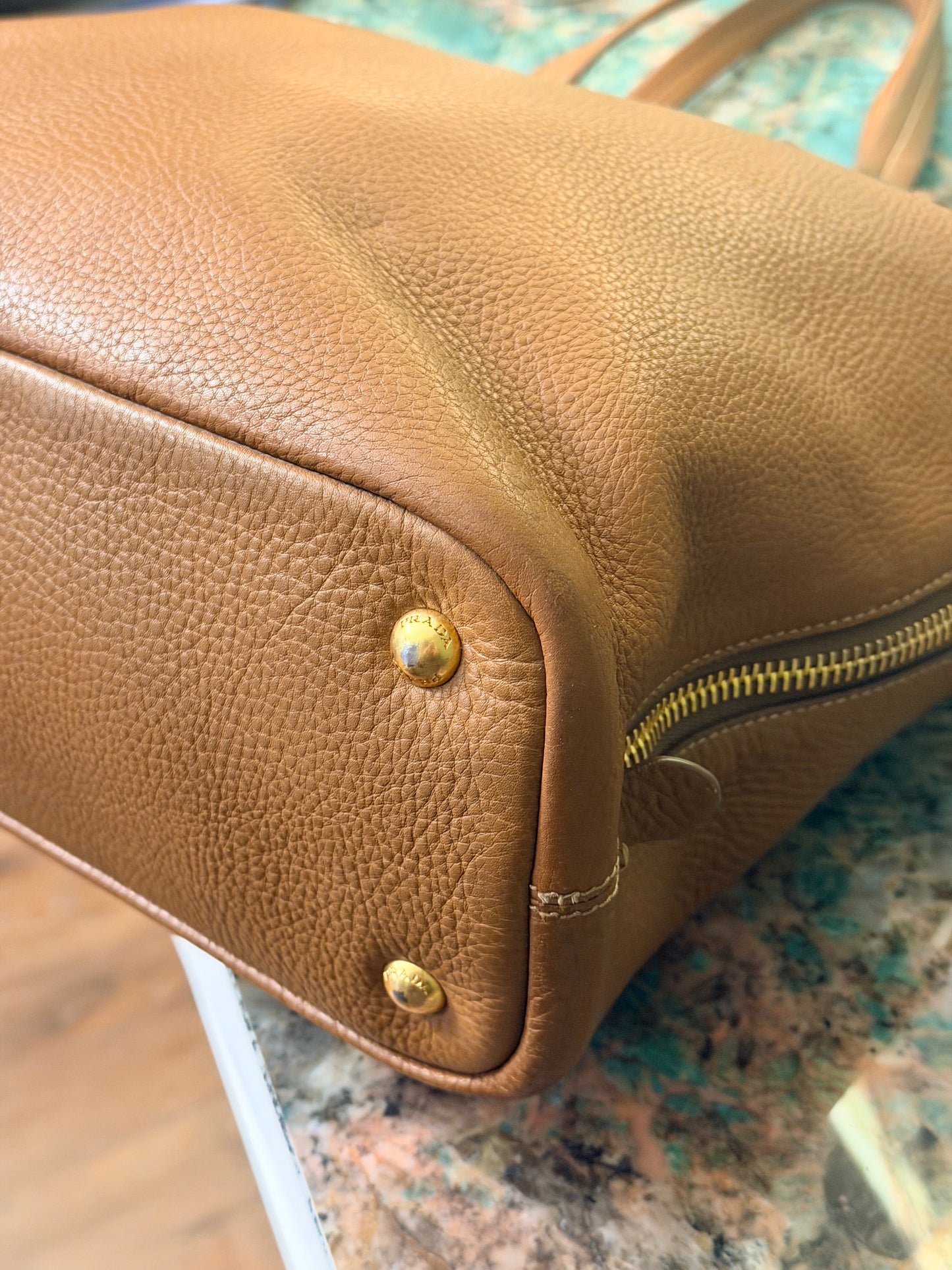 PRADA TAN DAINO SHOPPING BAG