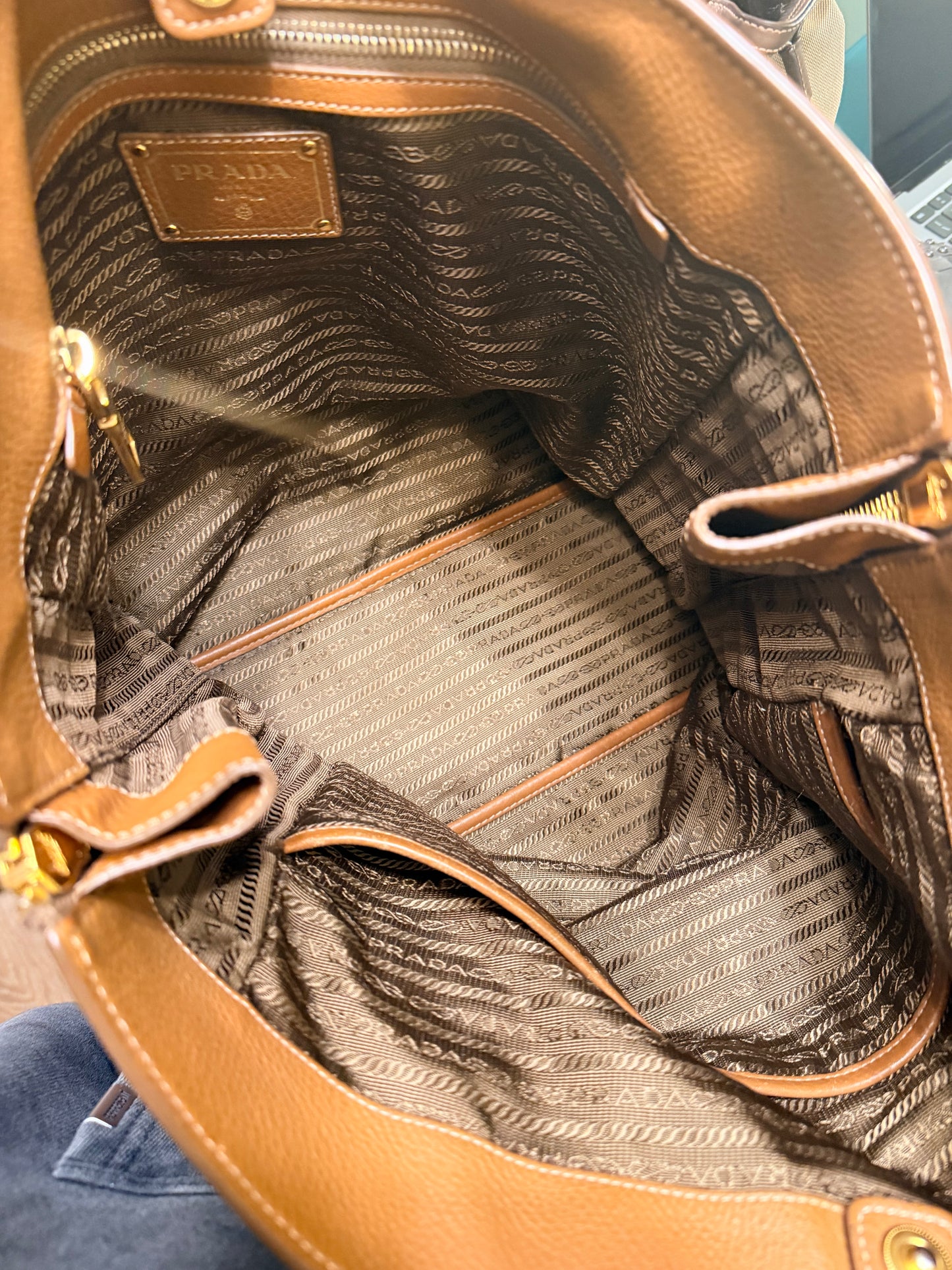 PRADA TAN DAINO SHOPPING BAG