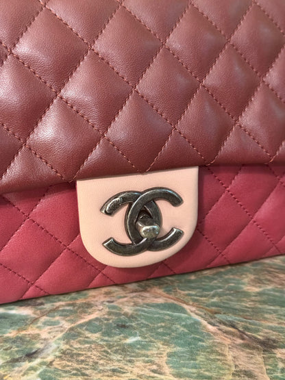 CHANEL MEDIUM SINGLE FLAP TRI COLOR SHOULDER BAG