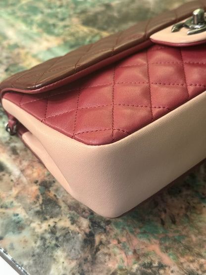 CHANEL MEDIUM SINGLE FLAP TRI COLOR SHOULDER BAG