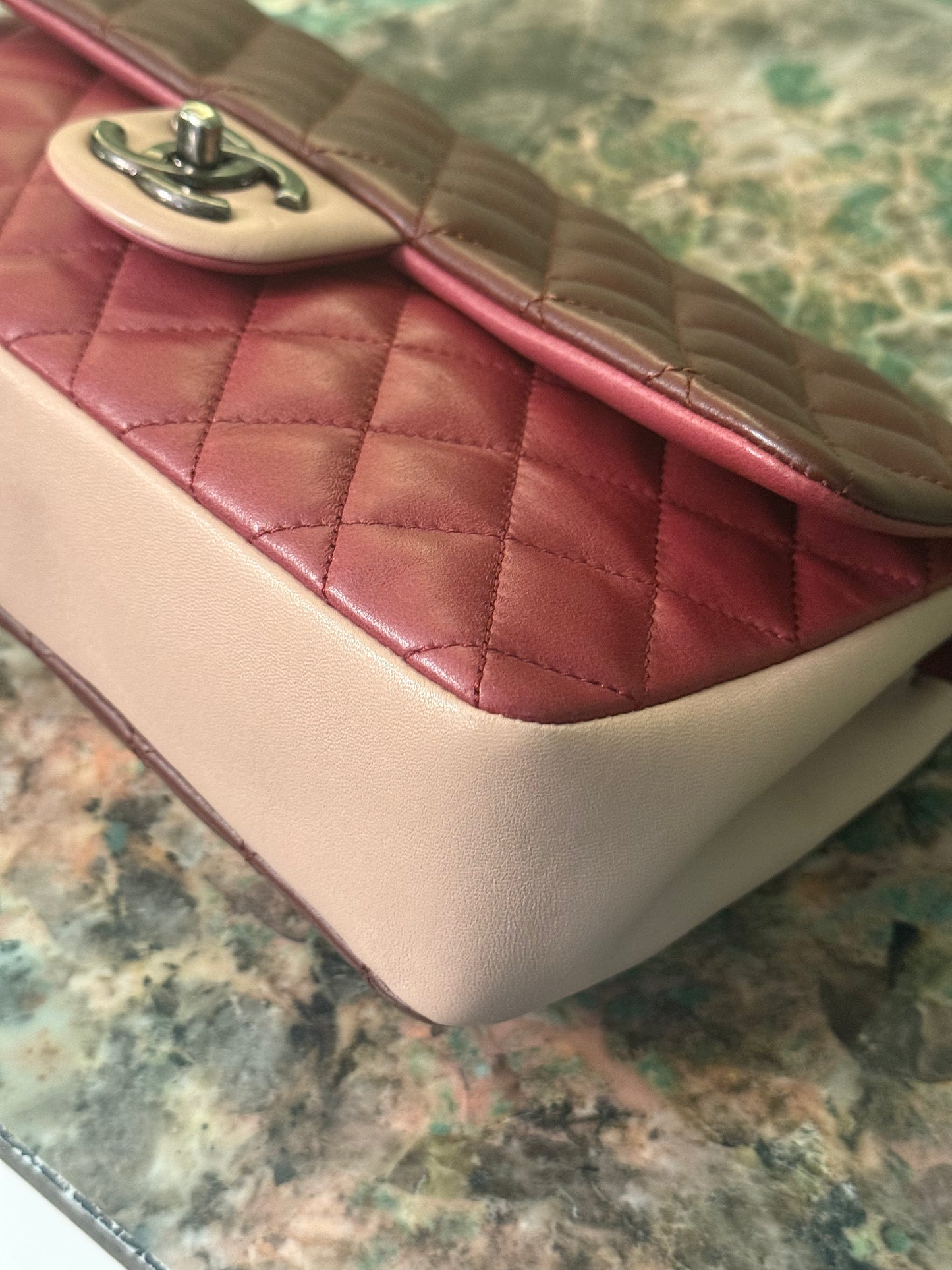 CHANEL MEDIUM SINGLE FLAP TRI COLOR SHOULDER BAG