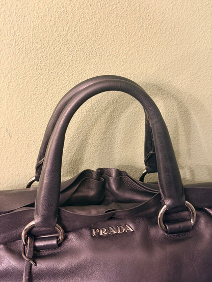 PRADA BLACK FLOUNCES BOWLING HANDBAG