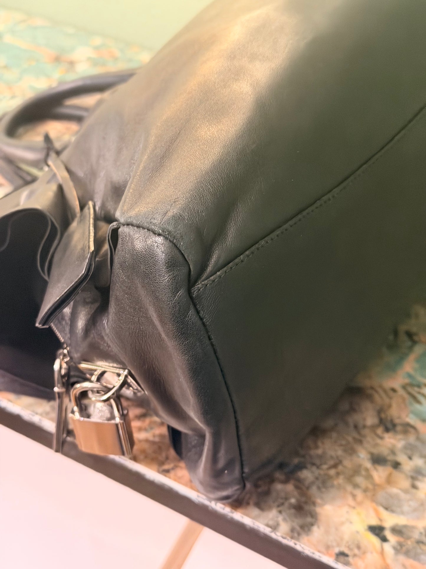 PRADA BLACK FLOUNCES BOWLING HANDBAG