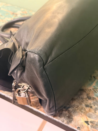 PRADA BLACK FLOUNCES BOWLING HANDBAG