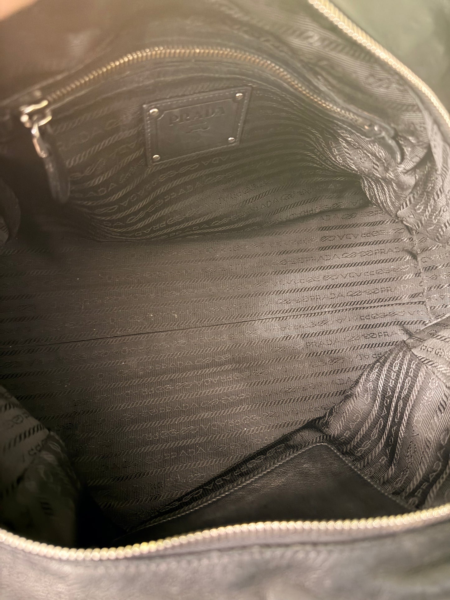 PRADA BLACK FLOUNCES BOWLING HANDBAG