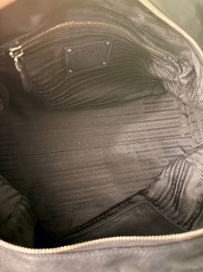 PRADA BLACK FLOUNCES BOWLING HANDBAG