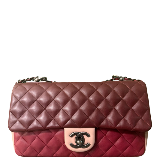 CHANEL MEDIUM SINGLE FLAP TRI COLOR SHOULDER BAG