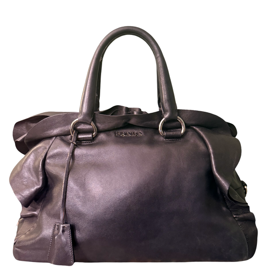 PRADA BLACK FLOUNCES BOWLING HANDBAG