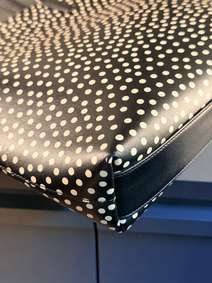 SAINT LAURENT BLACK POLKA DOTS SMALL SHOPPING TOTE