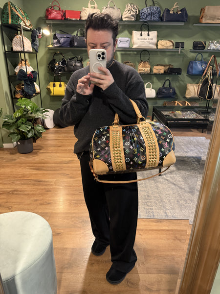 TAKASHI MURAKAMI X LOUIS VUITTON BLACK MULTICOLOR COURTNEY GM HANDBAG