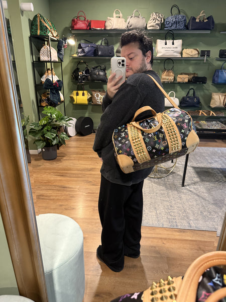 TAKASHI MURAKAMI X LOUIS VUITTON BLACK MULTICOLOR COURTNEY GM HANDBAG