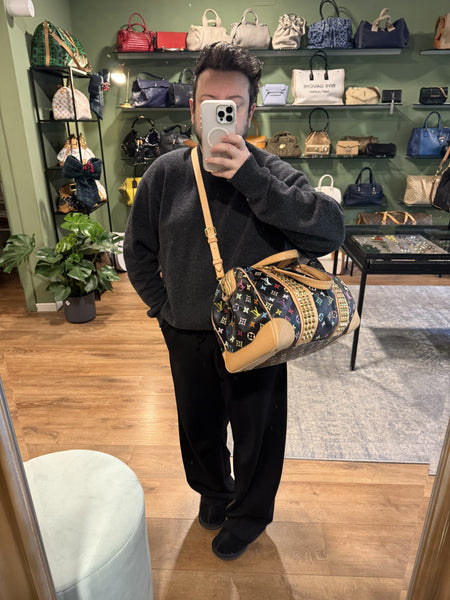 TAKASHI MURAKAMI X LOUIS VUITTON BLACK MULTICOLOR COURTNEY GM HANDBAG