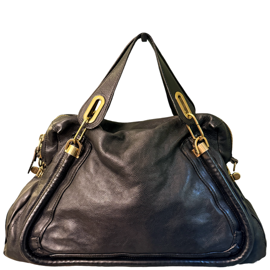 CHLOE LARGE BLACK PARATY HANDBAG