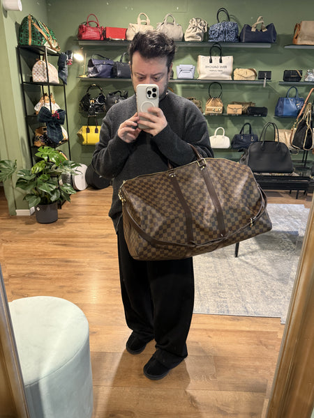 LOUIS VUITTON DAMIER EBENE KEEPALL 55 TRAVEL BAG