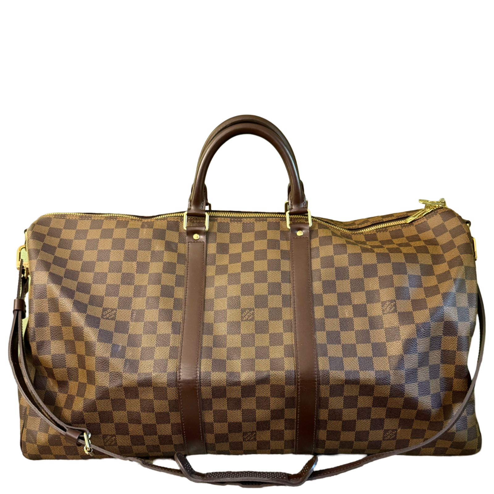 LOUIS VUITTON DAMIER EBENE KEEPALL 55 TRAVEL BAG