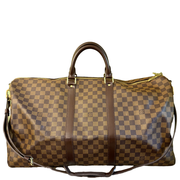 LOUIS VUITTON DAMIER EBENE KEEPALL 55 TRAVEL BAG