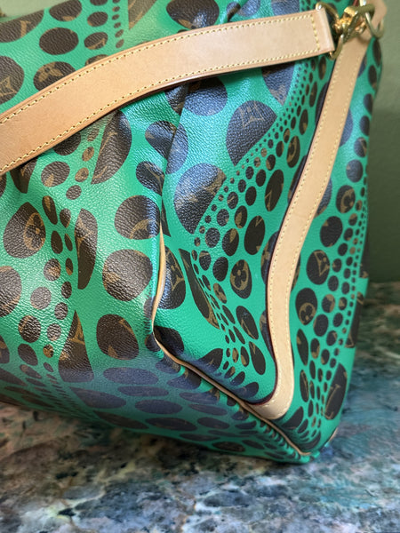 YAYOI KUSAMA X LOUIS VUITTON GREEN KEEPALL 55 TRAVEL BAG