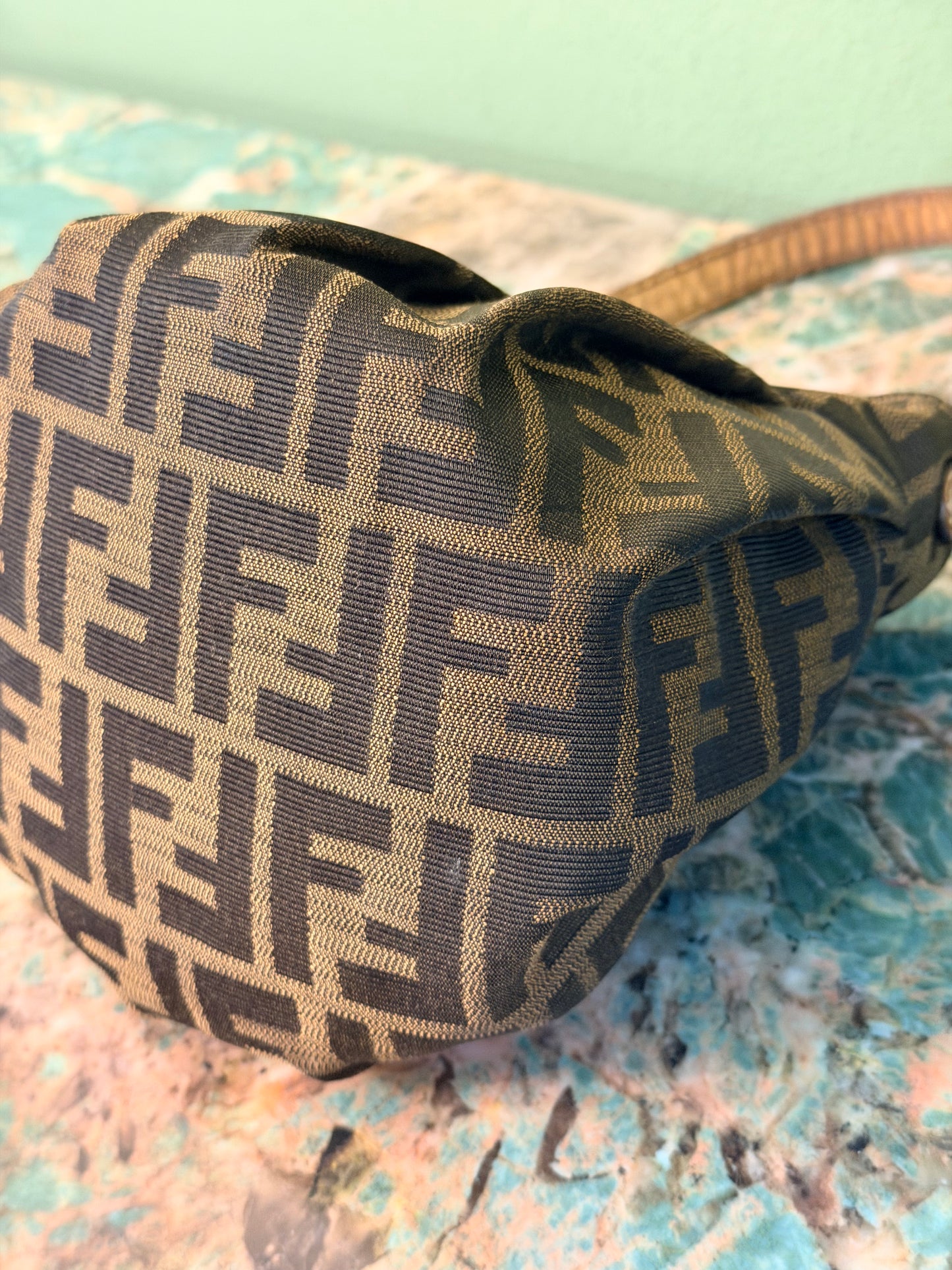 FENDI ZUCCA MINI CHEF BUCKET HANDBAG