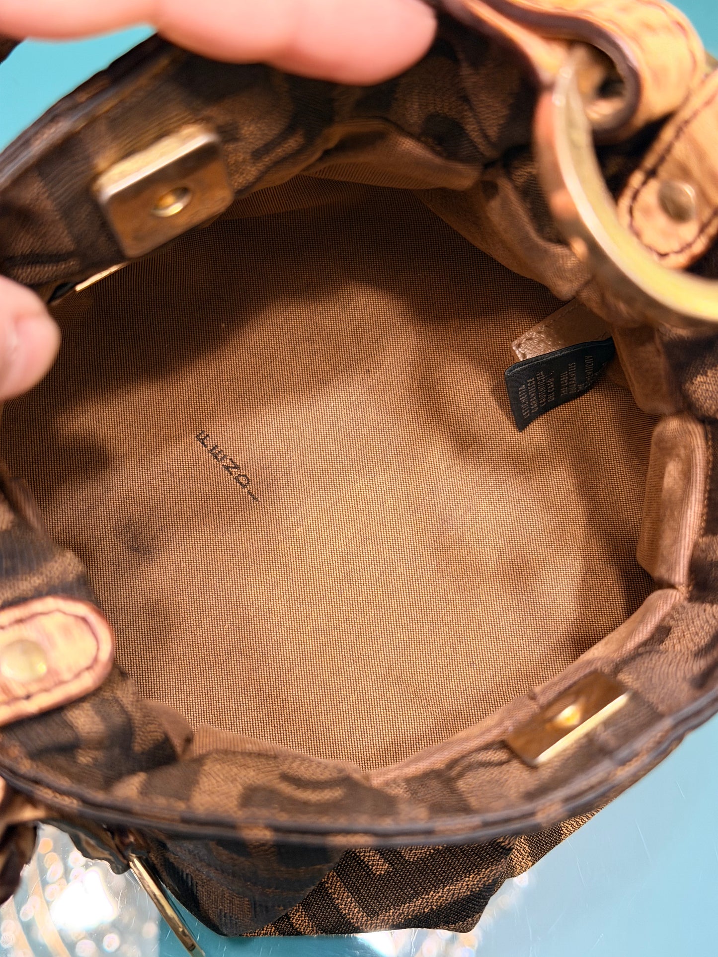 FENDI ZUCCA MINI CHEF BUCKET HANDBAG