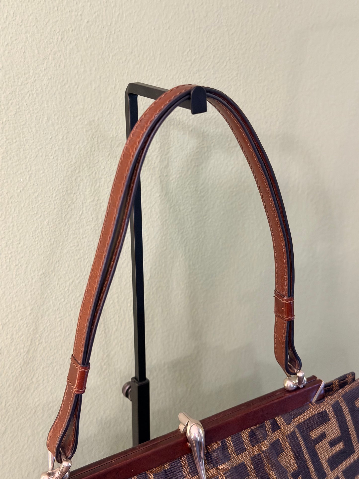 FENDI ZUCCA CLASP TOP HANDLE HANDBAG