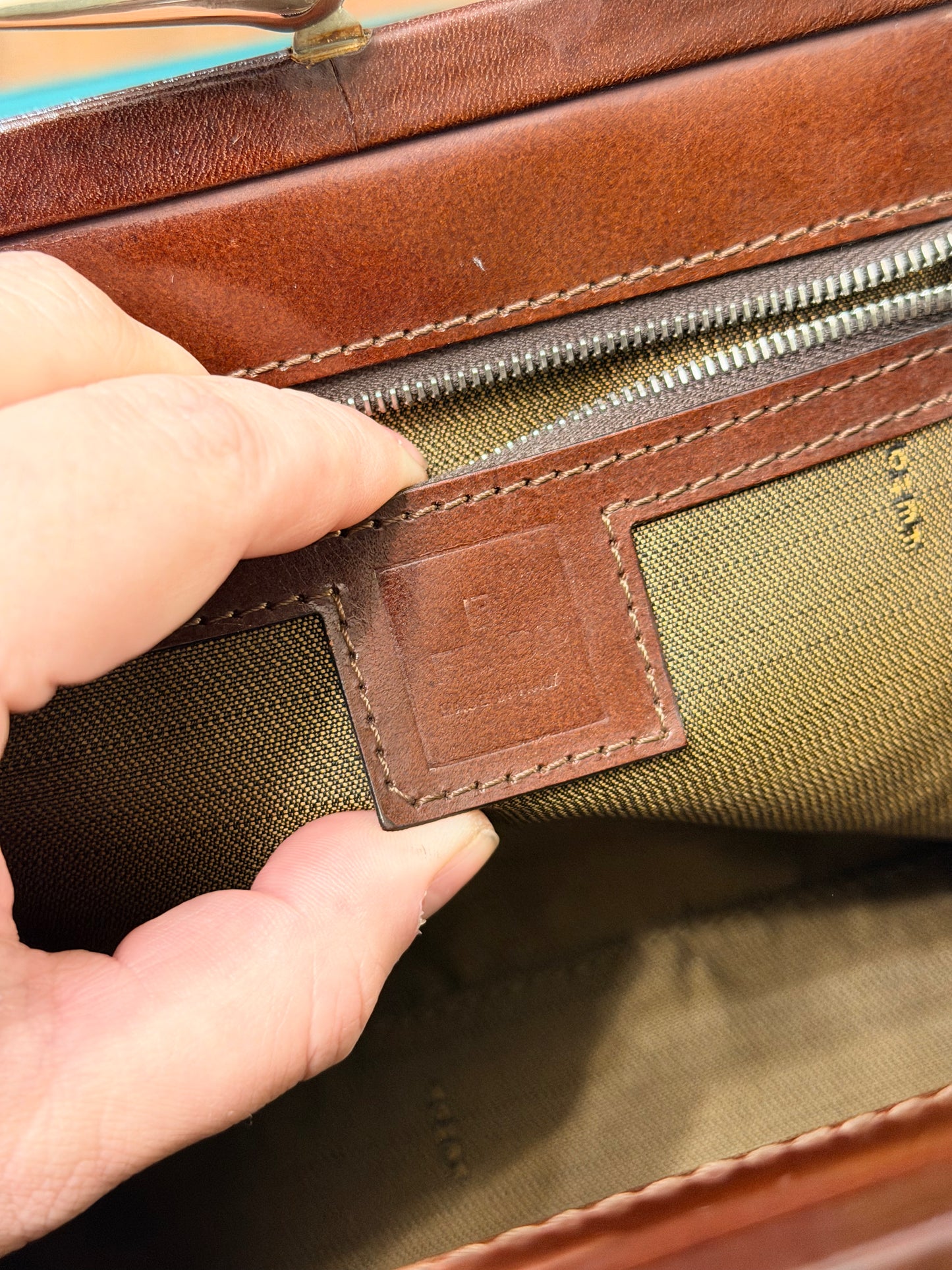 FENDI ZUCCA CLASP TOP HANDLE HANDBAG