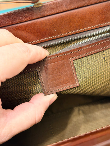 FENDI ZUCCA CLASP TOP HANDLE HANDBAG