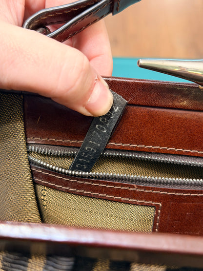 FENDI ZUCCA CLASP TOP HANDLE HANDBAG