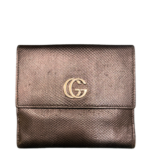 GUCCI BLACK LIZARD EMBOSSED COMPACT WALLET