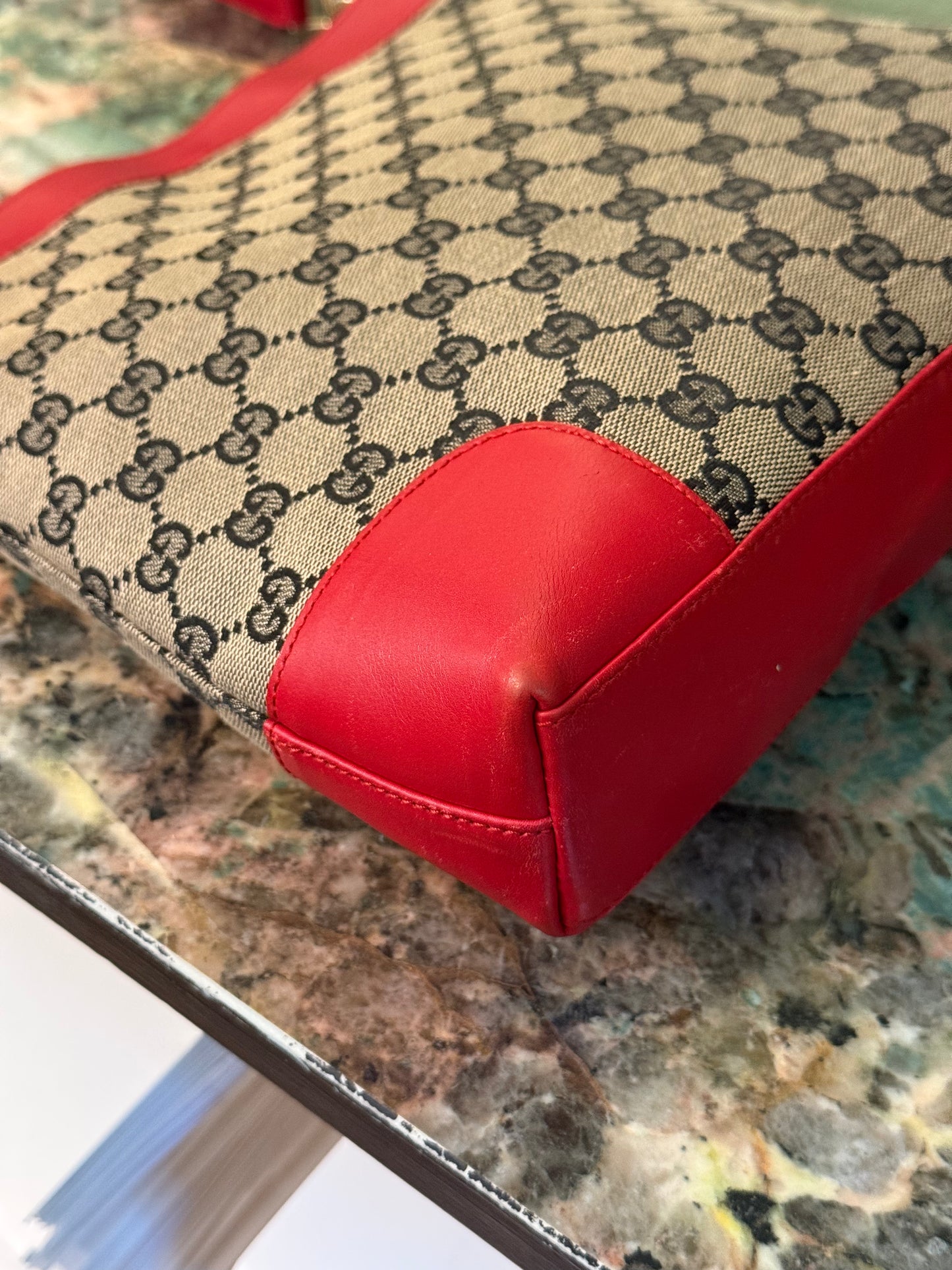 GUCCI RED MONOGRAM SHOULDER BAG