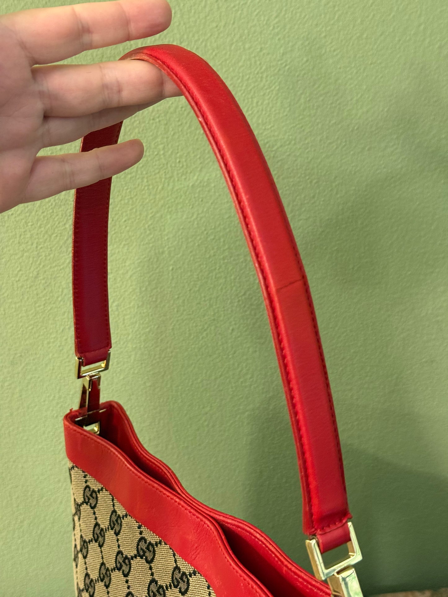GUCCI RED MONOGRAM SHOULDER BAG