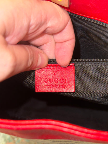 GUCCI RED MONOGRAM SHOULDER BAG