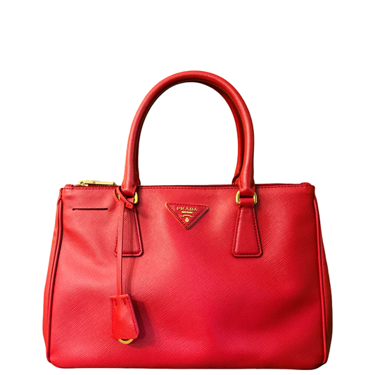 PRADA RED SAFFIANO MEDIUM GALLERIA HANDBAG