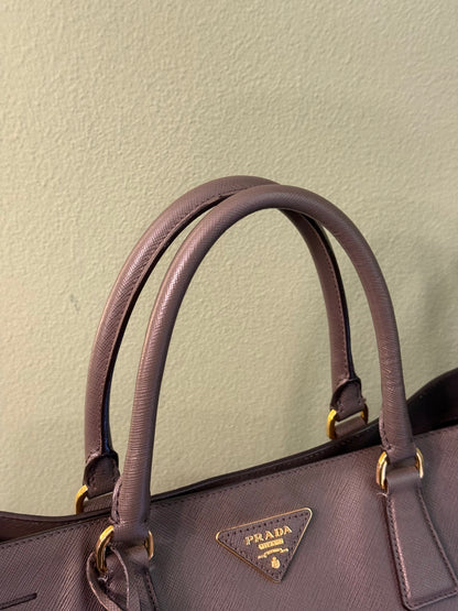 PRADA BROWN LARGE GALLERIA HANDBAG