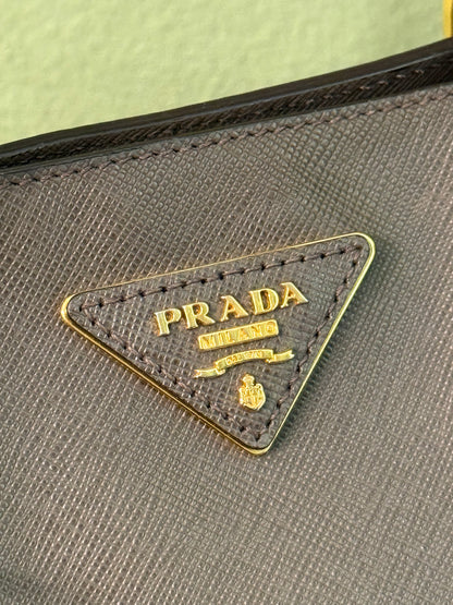 PRADA BROWN LARGE GALLERIA HANDBAG